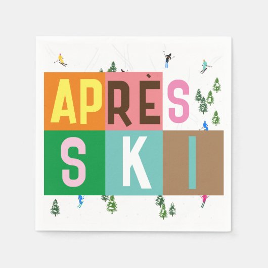 エペーススキーレトロスキーヤーズカラーブロック スタンダードカクテルナプキン (正面)
