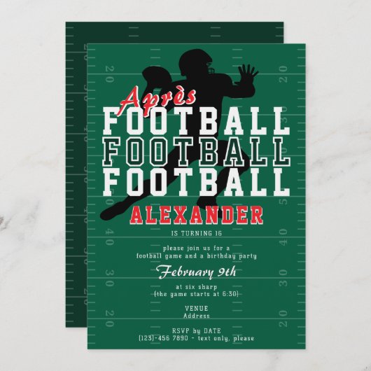 エペールサッカーゲームスポーツバースデーパーティー 招待状 (正面/裏面)