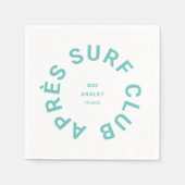 エペールサーフクラブターコイズサーファーズソーシャルクレスト スタンダードカクテルナプキン (正面)