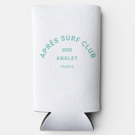 エペールサーフクラブターコイズサーファーズソーシャルクレスト スリム缶クーラー (正面)