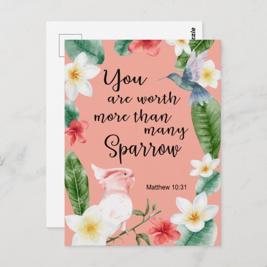 エホバ証人JW勇気付けられるマタイ10:31 ポストカード (正面/裏面)