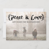 エボニーエレガントスケッチ平和&ラブホリデーフォト シーズンカード (正面)