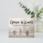 エボニーエレガントスケッチ平和&ラブホリデーフォト シーズンポストカード (スタンド正面)