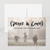 エボニーエレガントスケッチ平和&ラブホリデーフォト シーズンポストカード (正面/裏面)