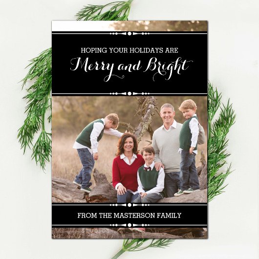 エボニーシンプルシックなホリデーフォトフラットカード シーズンカード