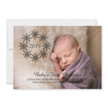 エボニースノーフレークリースホリデーフォトフラットカード