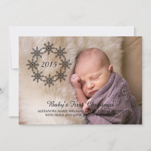 エボニースノーフレークリースホリデーフォトフラットカード シーズンカード (正面)