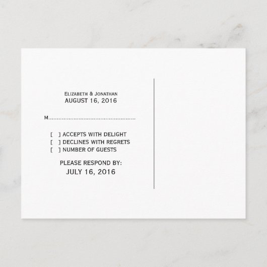 エボニーファンシー装飾用RSVPポストカード インビテーションポストカード (裏面)