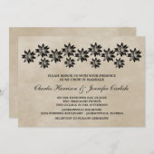 エボニーフローラヴィンテージウェディング招待状 招待状 (正面/裏面)