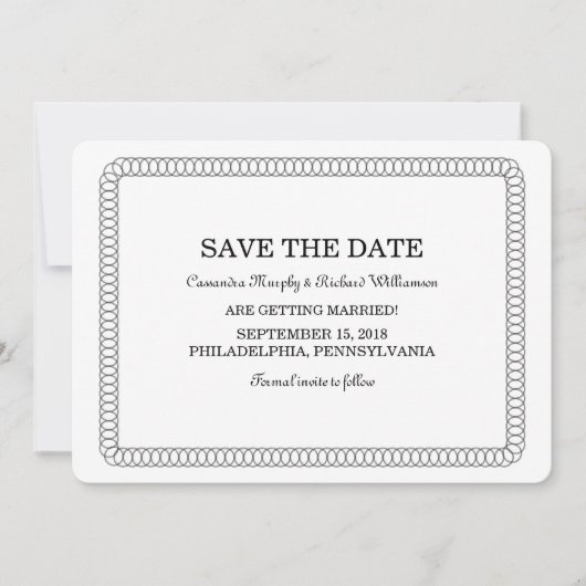 エボニー囲み丸型Save the Date招待状 招待状 (正面)