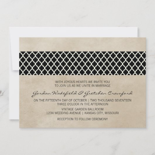 エボニー素朴クローバーウェディング招待 招待状 (正面)