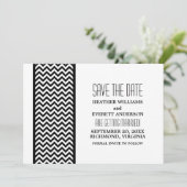エボニー チェブロン 枠線 Save the Date 招待状 (スタンド正面)
