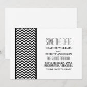 エボニー チェブロン 枠線 Save the Date 招待状 (正面/裏面)