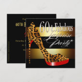 エボニー·レオパード·スティレストライプット·60 &ファボウス 招待状 (正面/裏面)