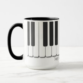 エボニー·文字·アイボリー·ピアノ鍵デザイン マグカップ