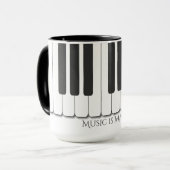 エボニー·文字·アイボリー·ピアノ鍵デザイン マグカップ (正面左)