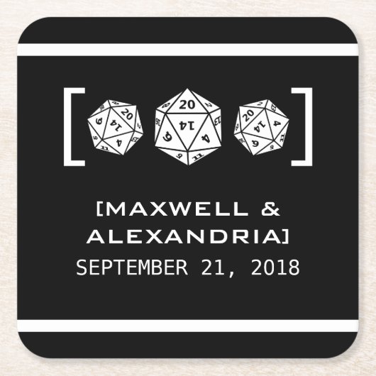 エボニーD20サイコロゲーマー紙コースター スクエアペーパーコースター (正面)