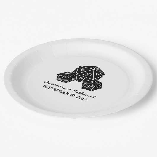 エボニーD20サイコロ結婚の紙プレート ペーパープレート (アングル)