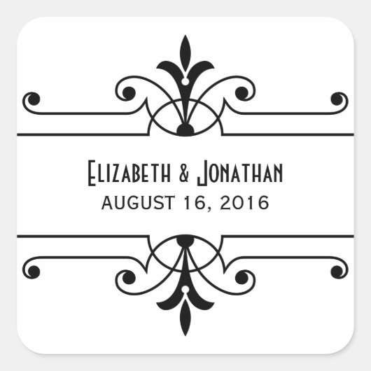 エボニーV2装飾ファンシー結婚式用シール スクエアシール (正面)