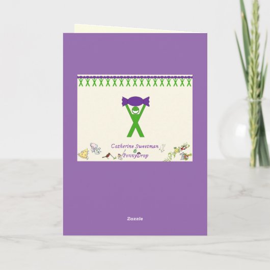 エマさん，名前を付けカラフルたかわいいベビーヤギの動物アート カード (裏面)