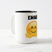 エマのパーソナライズなemojiのコーヒー・マグ ツートーンマグカップ (正面左)