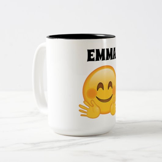 エマのパーソナライズなemojiのコーヒー・マグ ツートーンマグカップ (正面左)