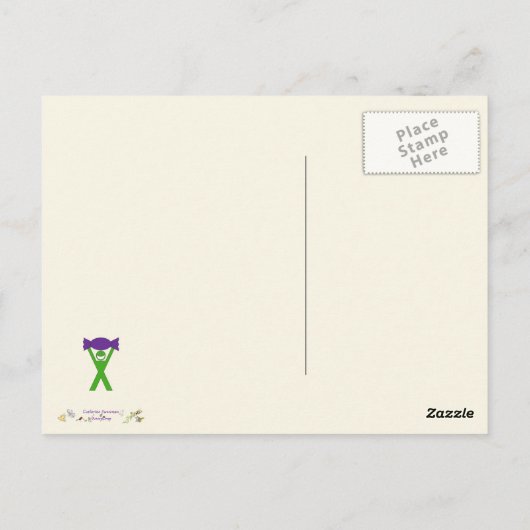 エマアッドネームカラフルグリーンヤギかわいい動物アート ポストカード (裏面)