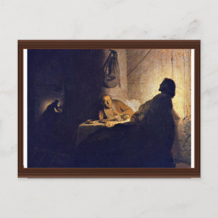 エマウスでの夕食。Rembrandt Van Rijn著 ポストカード