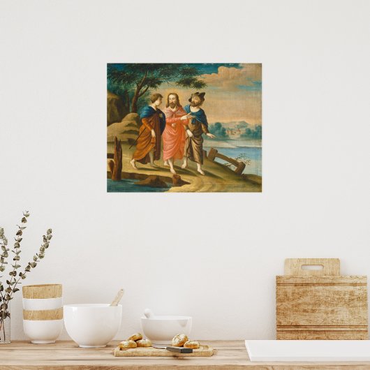 エマウスへの道の上のキリスト – ファインアートポスター ポスター (キッチン)