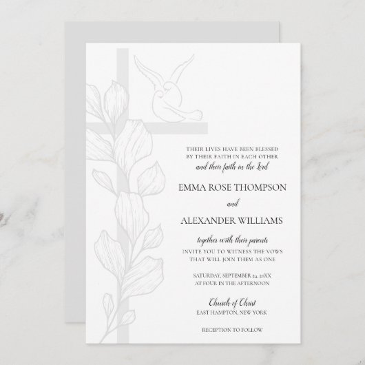 エマエレガントクロス&ドブクリスチャン結婚ズ 招待状 (正面/裏面)