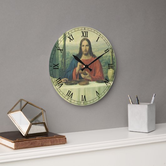 エマオでの晩餐 イエス・キリスト ラージ壁時計 (オフィス)
