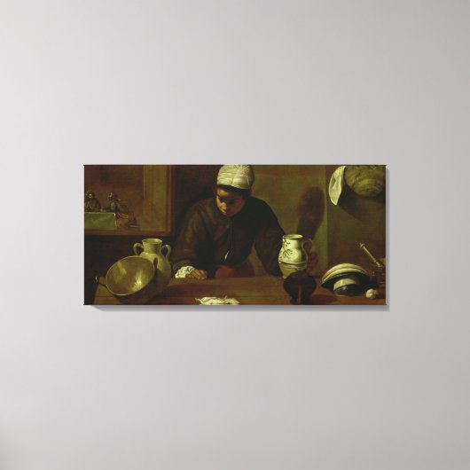 エマスで夕食を持つ台所のメイド, c.1618 キャンバスプリント (正面)