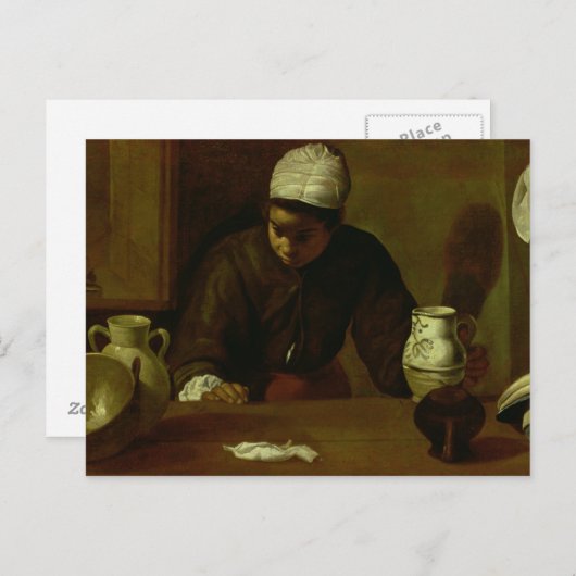 エマスで夕食を持つ台所のメイド， c.1618 ポストカード (正面/裏面)