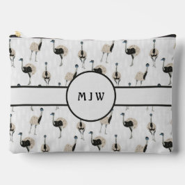 エマスの鳥パターン（の模様が）ある好きモノグラムの アクセサリーポーチ