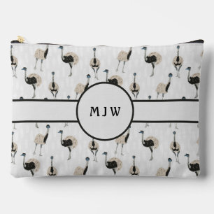 エマスの鳥パターン（の模様が）ある好きモノグラムの アクセサリーポーチ