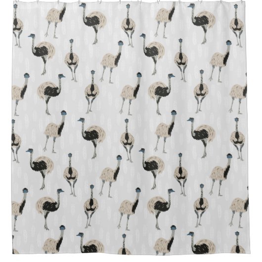 エマスの鳥好パターン(の模様が)あるき シャワーカーテン (正面)