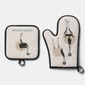 エマスの鳥好パーソナライズされたき 鍋つかみ&鍋敷きセット (正面)