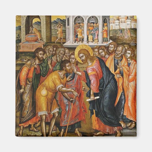 エマニュエル・ツァネスによって盲目を癒すキリスト マグネット (正面)