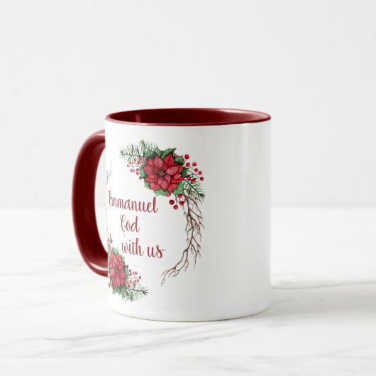 エマヌエル·ゴパーソナライズされたッドはアス·ポインセチアと共に マグカップ (正面左)