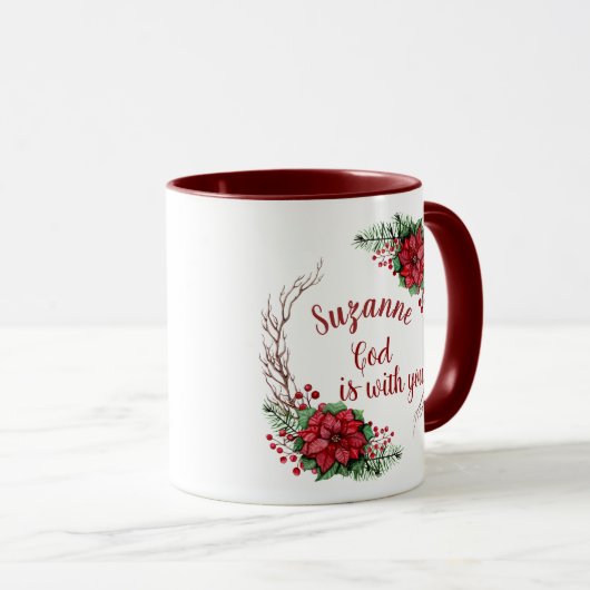 エマヌエル·ゴパーソナライズされたッドはアス·ポインセチアと共に マグカップ (正面右)