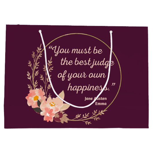 エマバイジェーンオースティン引用文I – かわいいスタイル ラージペーパーバッグ (裏面)