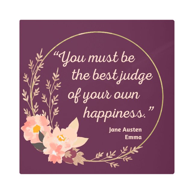 エマバイジェーンオーステン引用文Iキュートスタイル メタルプリント (正面)