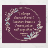 エマバイジェーンオーステン引用文IIカウトスタイル スパークリングワインラベル (シングルラベル)