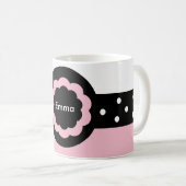 エマピンクと白点々のあるマグカップ： 369 コーヒーマグカップ (正面右)
