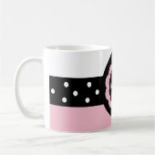 エマピンクと白点々のあるマグカップ： 369 コーヒーマグカップ (左)