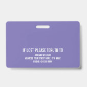 エマージェンシールームナース写真テンプレート紫の色調 バッジ (Back)