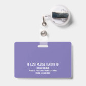 エマージェンシールームナース写真テンプレート紫の色調 バッジ (Back with Retractable)