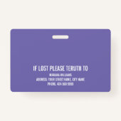 エマージェンシールームナース写真テンプレート紫の色調 バッジ (裏面)