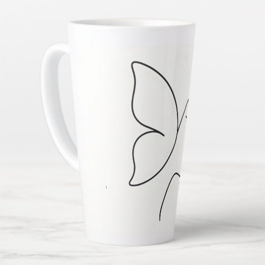 エマージング翼 – 隠しバタフライヒーリングポートレート カフェラテマグ (左アングル)