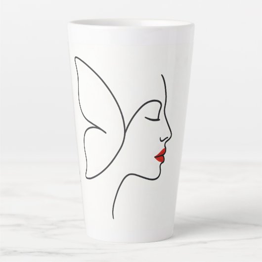 エマージング翼 – 隠しバタフライヒーリングポートレート カフェラテマグ (正面)